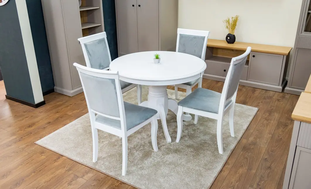 Set Masă Living Extensibilă Olivia Alb cu 4 Scaune Aberden 2