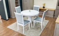 Set Masă Living Extensibilă Olivia Alb cu 4 Scaune Aberden