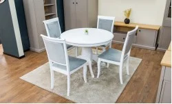 Set Masă Living Extensibilă Olivia Alb cu 4 Scaune Aberden