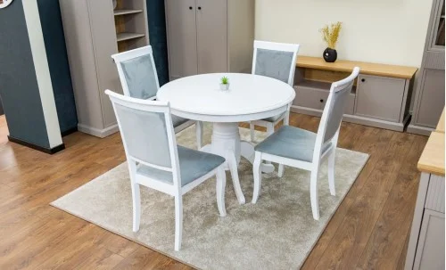 Set Masă Living Extensibilă Olivia Alb cu 4 Scaune Aberden