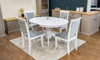 Set Masă Living Extensibilă Olivia Alb cu 4 Scaune Aberden