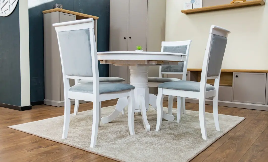 Set Masă Living Extensibilă Olivia Alb cu 4 Scaune Aberden 3