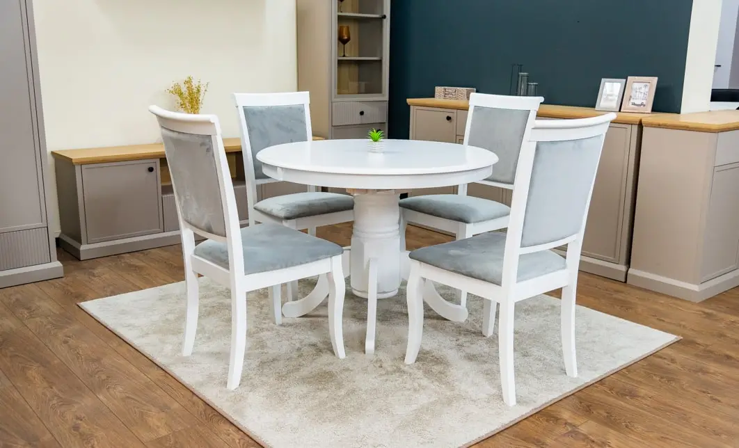 Set Masă Living Extensibilă Olivia Alb cu 4 Scaune Aberden 5