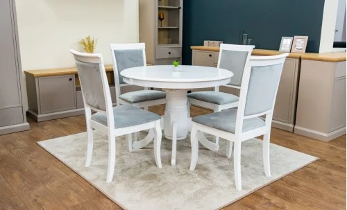 Set Masă Living Extensibilă Olivia Alb cu 4 Scaune Aberden