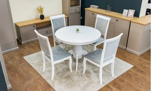 Set Masă Living Extensibilă Olivia Alb cu 4 Scaune Aberden