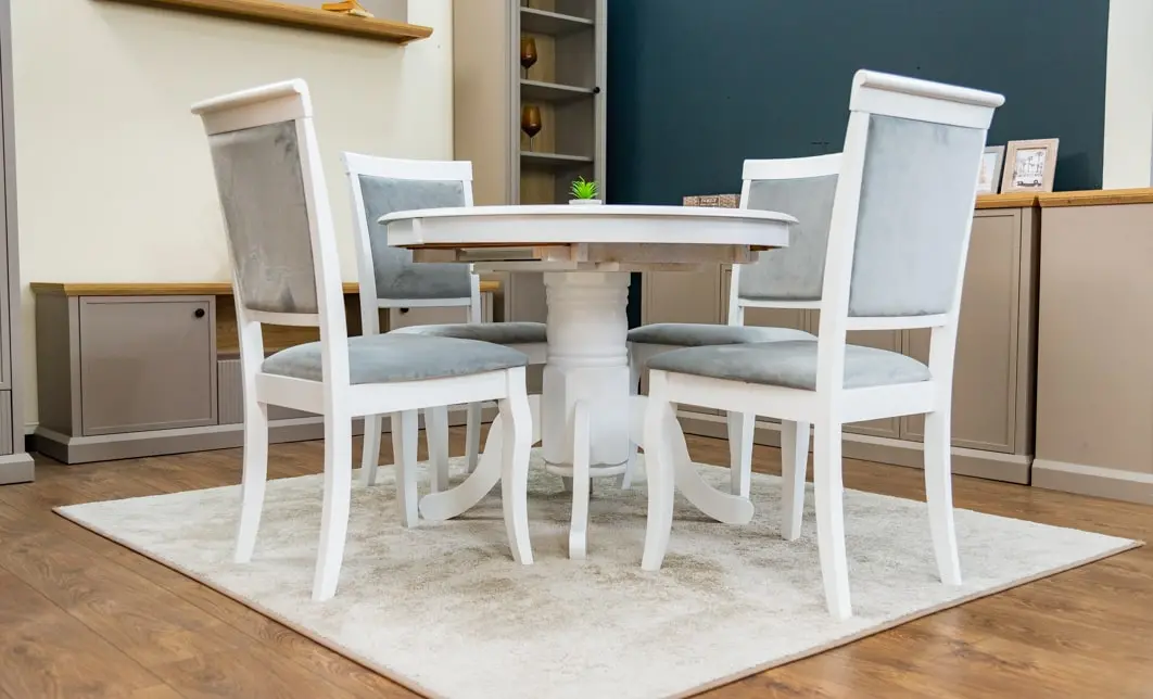 Set Masă Living Extensibilă Olivia Alb cu 4 Scaune Aberden 7