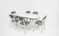 Set Masă Living Extensibilă Palmdale Albă cu 6 Scaune Palmdale 2