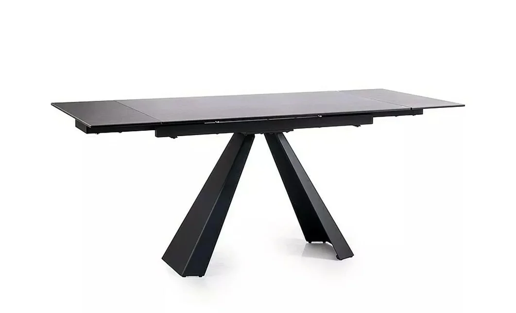 Set Masă Living Extensibilă Blat Ceramic Salvadore Gri/Negru Mat cu 4 Scaune Living KJC4344 Gri Închis 1