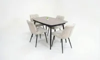 Set Masă Living Extensibilă Yense 125 Gri Lagun cu 4 Scaune Tapițate DCM2001AF Bej