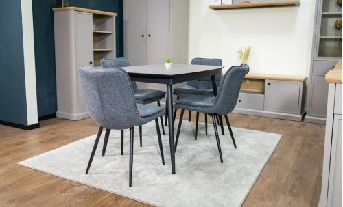 Set Masă Living Extensibilă Yense 125 Gri Lagun cu 4 Scaune Tapițate DCM2001AF Gri