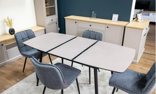 Set Masă Living Extensibilă Yense 125 Gri Lagun cu 4 Scaune Tapițate DCM2001AF Gri