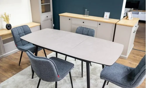 Set Masă Living Extensibilă Yense 125 Gri Lagun cu 4 Scaune Tapițate DCM2001AF Gri