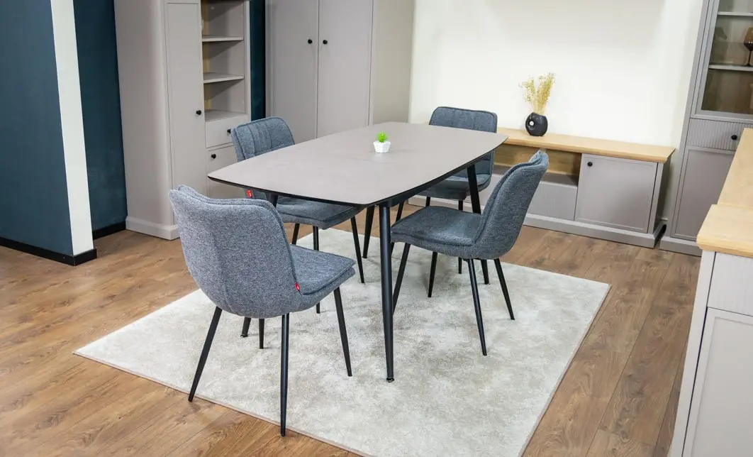 Set Masă Living Extensibilă Yense 125 Gri Lagun cu 4 Scaune Tapițate DCM2001AF Gri 4