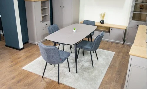 Set Masă Living Extensibilă Yense 125 Gri Lagun cu 4 Scaune Tapițate DCM2001AF Gri