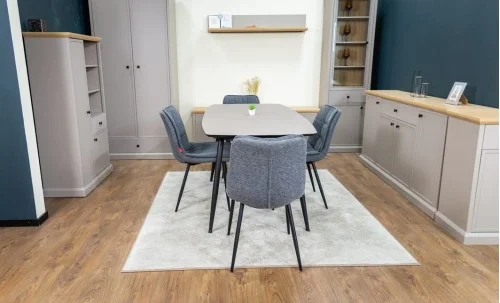 Set Masă Living Extensibilă Yense 125 Gri Lagun cu 4 Scaune Tapițate DCM2001AF Gri