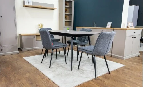 Set Masă Living Extensibilă Yense 125 Gri Lagun cu 4 Scaune Tapițate DCM2001AF Gri
