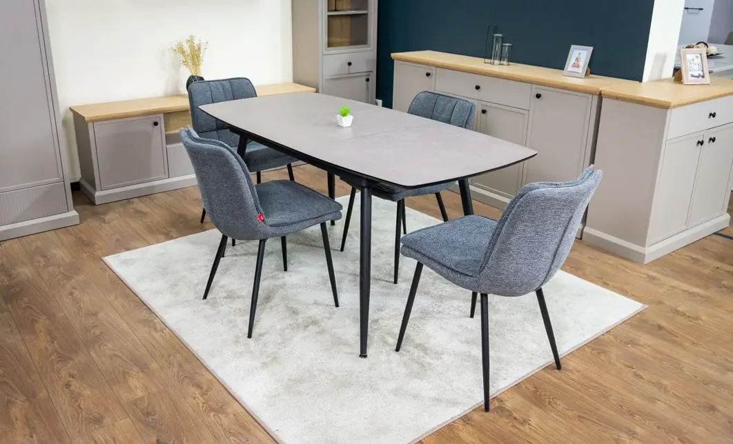 Set Masă Living Extensibilă Yense 125 Gri Lagun cu 4 Scaune Tapițate DCM2001AF Gri 2