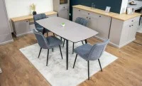 Set Masă Living Extensibilă Yense 125 Gri Lagun cu 4 Scaune Tapițate DCM2001AF Gri