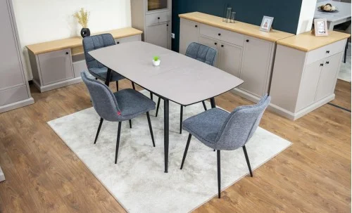 Set Masă Living Extensibilă Yense 125 Gri Lagun cu 4 Scaune Tapițate DCM2001AF Gri