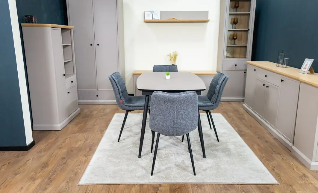 Set Masă Living Extensibilă Yense 125 Gri Lagun cu 4 Scaune Tapițate DCM2001AF Gri