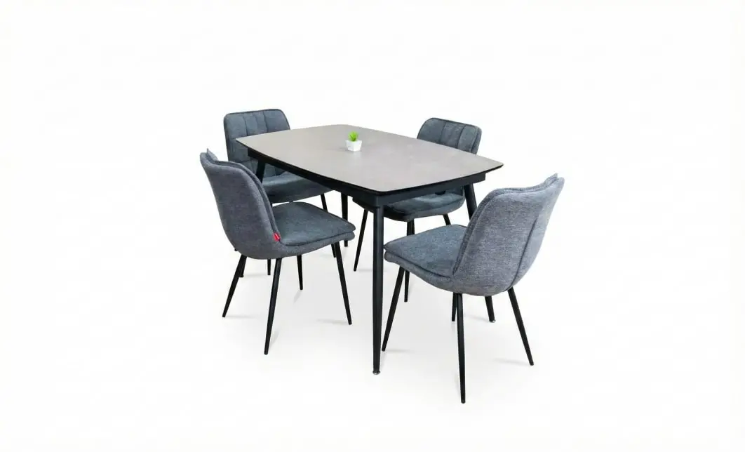 Set Masă Living Extensibilă Yense 125 Gri Lagun cu 4 Scaune Tapițate DCM2001AF Gri 1