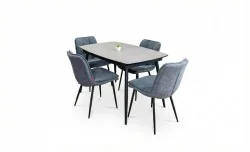 Set Masă Living Extensibilă Yense 125 Gri Lagun cu 4 Scaune Tapițate DCM2001AF Gri