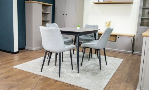 Set Masă Living Extensibilă Yense 125 Gri Lagun cu 4 Scaune Tapițate KJC0357 Gri