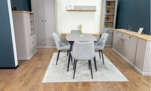 Set Masă Living Extensibilă Yense 125 Gri Lagun cu 4 Scaune Tapițate KJC0357 Gri