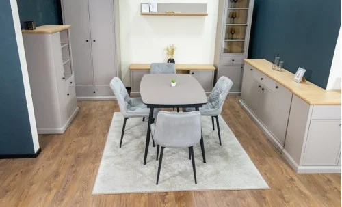 Set Masă Living Extensibilă Yense 125 Gri Lagun cu 4 Scaune Tapițate KJC0357 Gri