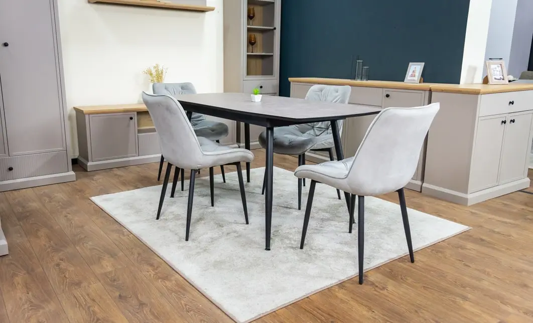 Set Masă Living Extensibilă Yense 125 Gri Lagun cu 4 Scaune Tapițate KJC0357 Gri 8
