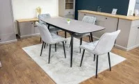 Set Masă Living Extensibilă Yense 125 Gri Lagun cu 4 Scaune Tapițate KJC0357 Gri 3
