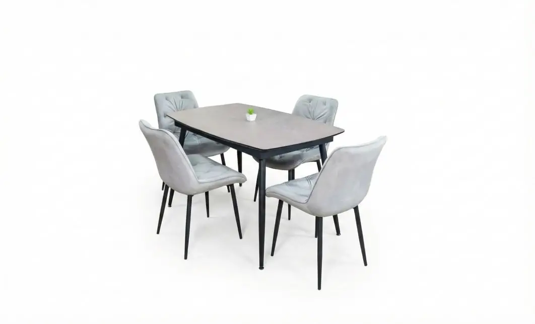 Set Masă Living Extensibilă Yense 125 Gri Lagun cu 4 Scaune Tapițate KJC0357 Gri 2