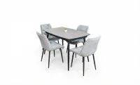 Set Masă Living Extensibilă Yense 125 Gri Lagun cu 4 Scaune Tapițate KJC0357 Gri