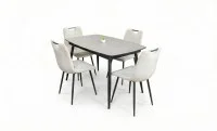 Set Masă Living Extensibilă Yense 125 Gri Lagun cu 4 Scaune Tapițate KJC0358 Bej