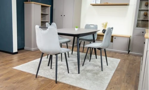 Set Masă Living Extensibilă Yense 125 Gri Lagun cu 4 Scaune Tapițate KJC0358 Gri