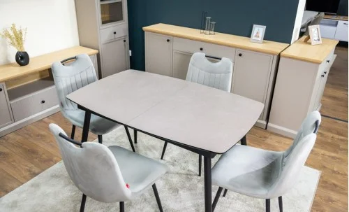 Set Masă Living Extensibilă Yense 125 Gri Lagun cu 4 Scaune Tapițate KJC0358 Gri