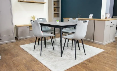 Set Masă Living Extensibilă Yense 125 Gri Lagun cu 4 Scaune Tapițate KJC0358 Gri