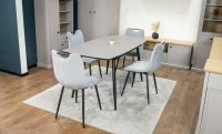 Set Masă Living Extensibilă Yense 125 Gri Lagun cu 4 Scaune Tapițate KJC0358 Gri 6