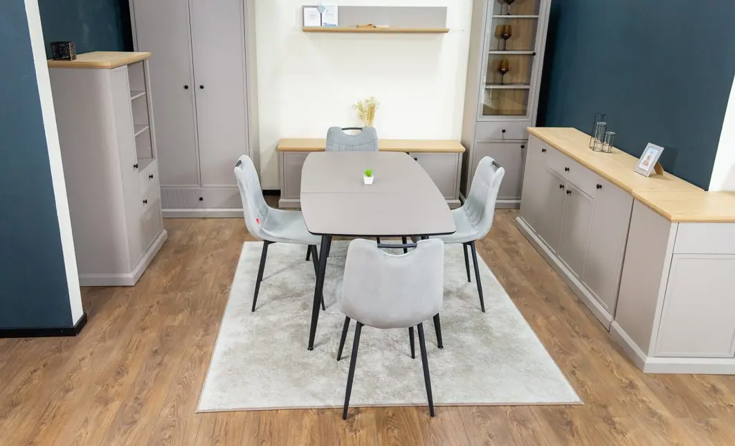 Set Masă Living Extensibilă Yense 125 Gri Lagun cu 4 Scaune Tapițate KJC0358 Gri 9