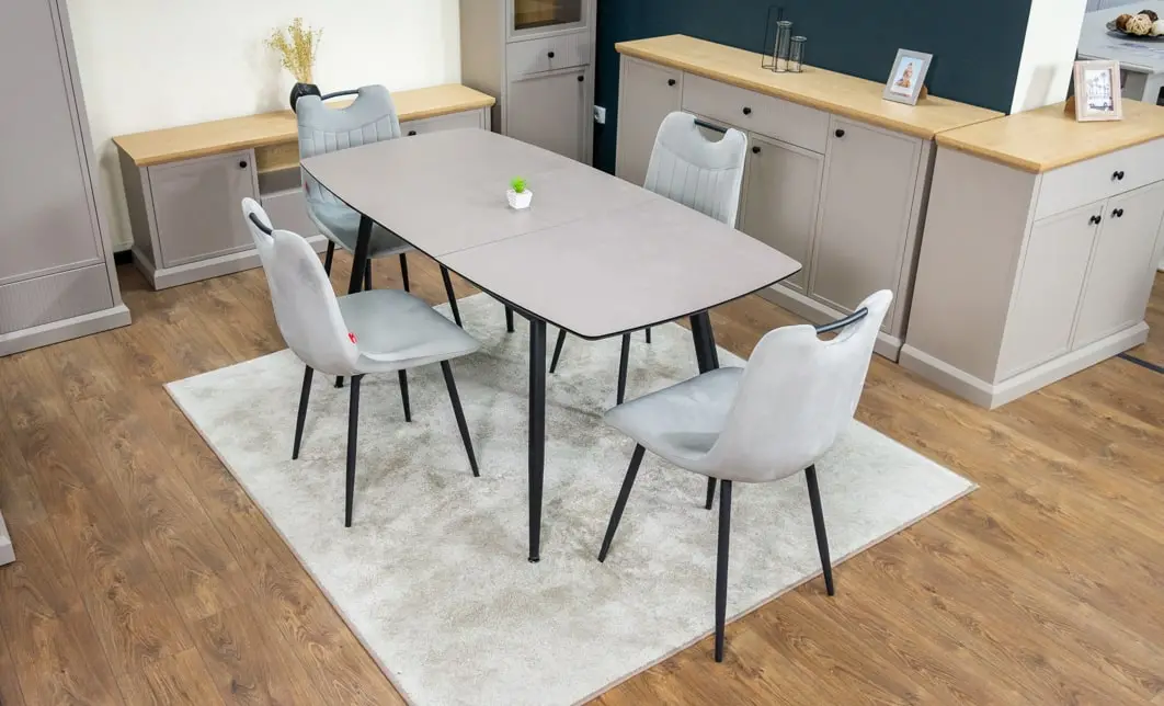 Set Masă Living Extensibilă Yense 125 Gri Lagun cu 4 Scaune Tapițate KJC0358 Gri