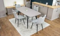 Set Masă Living Extensibilă Yense 125 Gri Lagun cu 4 Scaune Tapițate KJC0358 Gri
