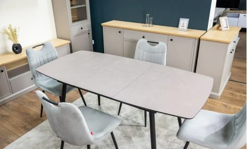 Set Masă Living Extensibilă Yense 125 Gri Lagun cu 4 Scaune Tapițate KJC0358 Gri