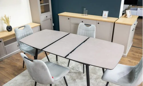 Set Masă Living Extensibilă Yense 125 Gri Lagun cu 4 Scaune Tapițate KJC0358 Gri