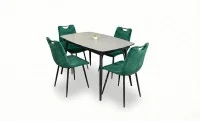 Set Masă Living Extensibilă Yense 125 Gri Lagun cu 4 Scaune Tapițate KJC0358 Verzi