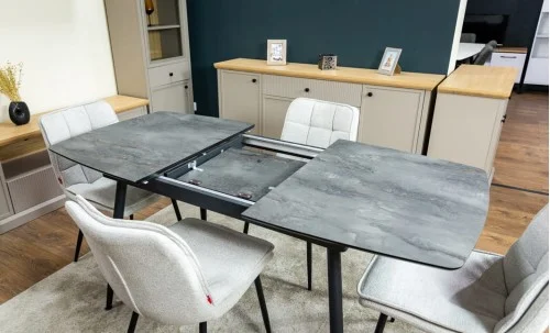 Set Masă Living Extensibilă Yense 125 Gri cu 4 Scaune Tapițate DCM2001AF Bej