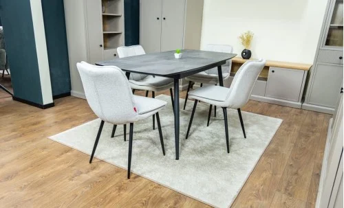 Set Masă Living Extensibilă Yense 125 Gri cu 4 Scaune Tapițate DCM2001AF Bej