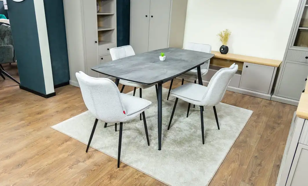 Set Masă Living Extensibilă Yense 125 Gri cu 4 Scaune Tapițate DCM2001AF Bej 8