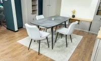 Set Masă Living Extensibilă Yense 125 Gri cu 4 Scaune Tapițate DCM2001AF Bej 8