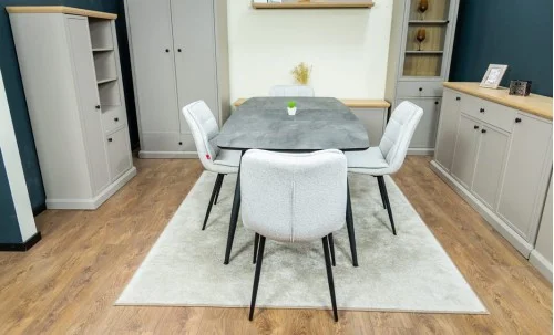 Set Masă Living Extensibilă Yense 125 Gri cu 4 Scaune Tapițate DCM2001AF Bej