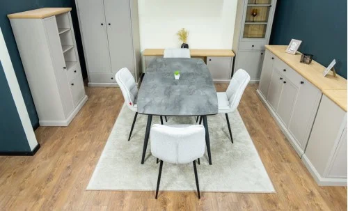 Set Masă Living Extensibilă Yense 125 Gri cu 4 Scaune Tapițate DCM2001AF Bej